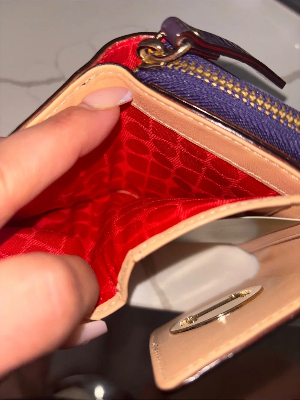 kate spade Like New Purple Croc-Embossed Zip Wallet with coin purse